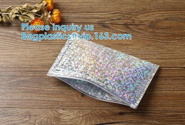 Holographic Metallic Bubble Mailer Gift Packaging Glamour Colorful Silver Shades Foil Cushion Padded Shipping Envelopes
