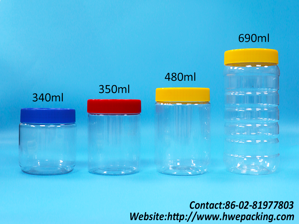Clear PET Jars For Chocolate Spread Filled At 40 C Or Below