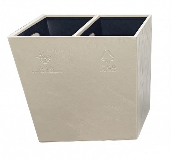 PU Leather Covered Hotel Waste Bins with Double Layer and Two Metal Inner Compartments Offering Practical Waste Disposal