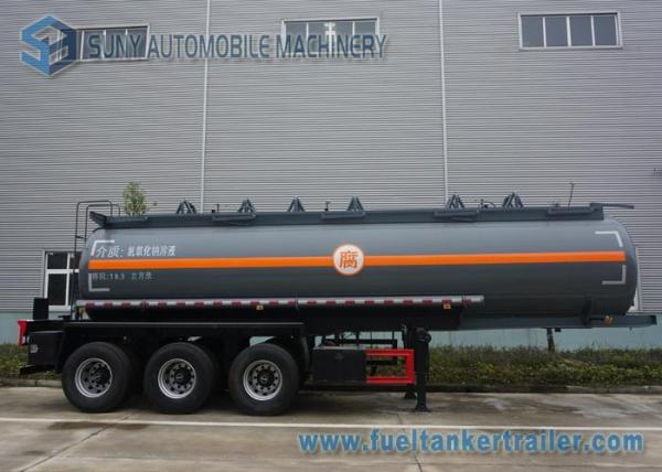 Sodium Hydroxide Solution Oil Tank Trailer , 20 m3 Carbon Steel Tank