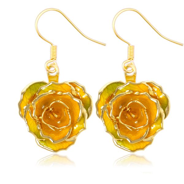 24k Gold Plated Rose Earrings Gifts for Girlfriend  Preserved Flowers Wholesale Hot Rose Earrings