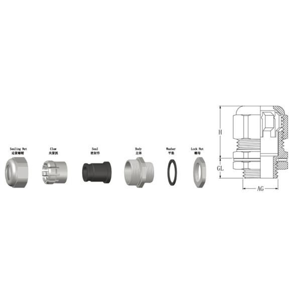 Strengthened Type Nickel Plated Brass Cable Gland , Waterproof Cable Gland Connectors