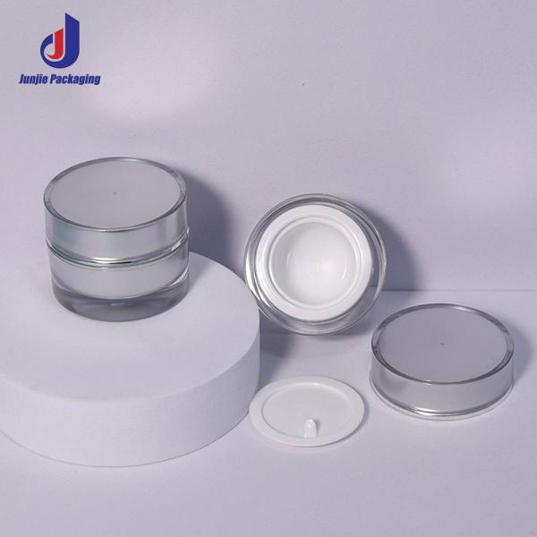 Acceptable Customer's Logo Luxury 10g Round PS Silver Empty Clear Plastic Packaging Cosmetic Cream Jar for Lip Balm