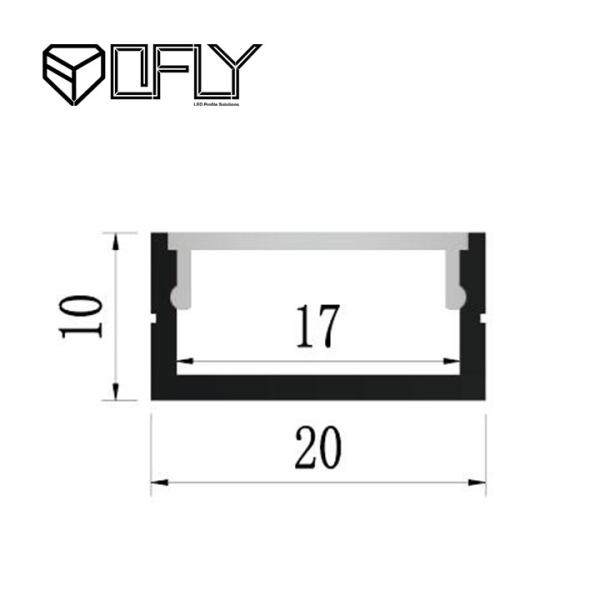 Milky Frosted Opal Cover Surface Mounted LED Profile For Ceiling Cabinet Lighting 20*10mm
