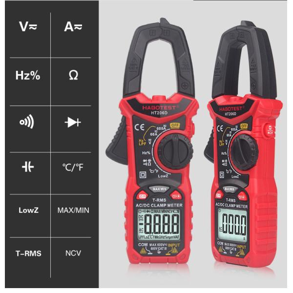 100mF HT206D 6000 считает вольтамперомметр струбцины цифров