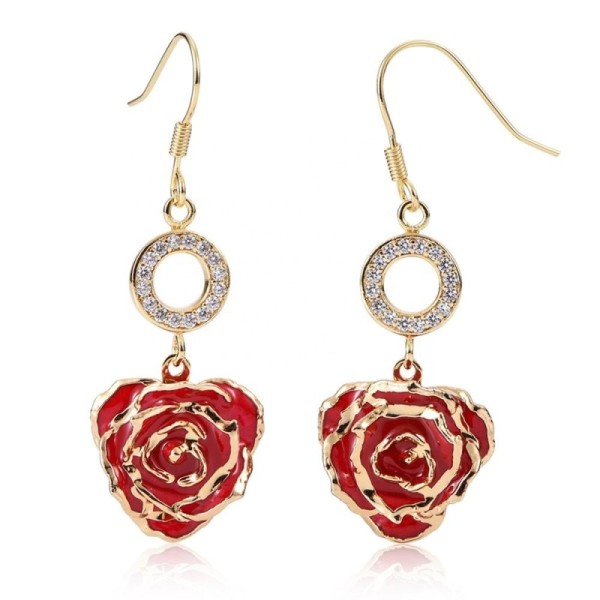 24k Gold Plated Rose Earrings Gifts for Girlfriend Holiday Preserved Flowers Wholesale Fashion Earrings