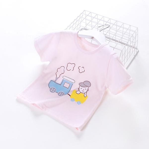 Girls Pattern 1.2M Children Loose Short Sleeve Shirt Cartoon Printed Tshirt For Girls
