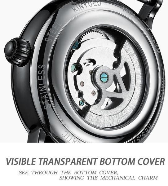 KINYUED Brand Full Hollow Surface Skeleton Couples Stainless Steel Strap Watches Waterproof Automatic Mechanical relojes