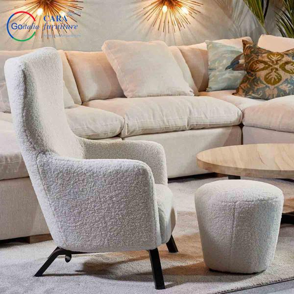 Customize Home Furniture Berber Fleece Fabric Footstool And Soft Sofa Armchairs For Living Room