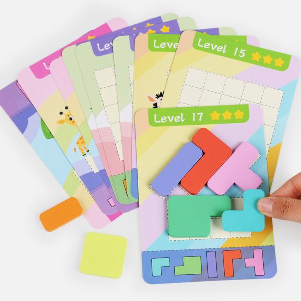 Montessori Wooden Thinking Block Puzzle Children Building Blocks Flat Board Baby Early Teaching Intelligence Toys for Toddler