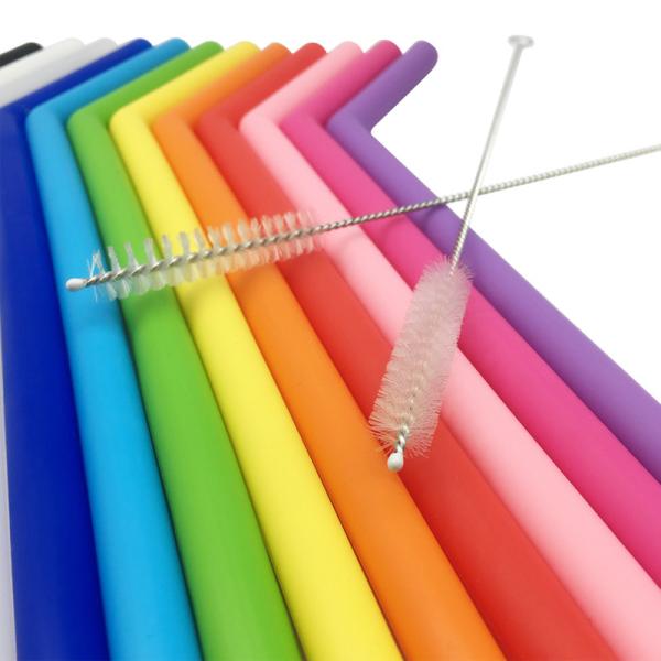 Foldable Degradable Reusable Straws Bpa Free Smoothie Straws With Cleaning Brush