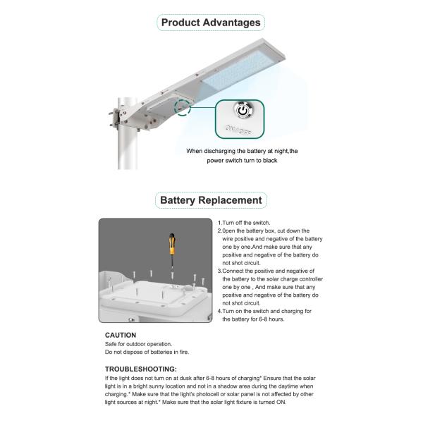High Lumen 7.4V 15W 30w All In One Solar Street Light 6000K Outdoor Solar Street Lamps
