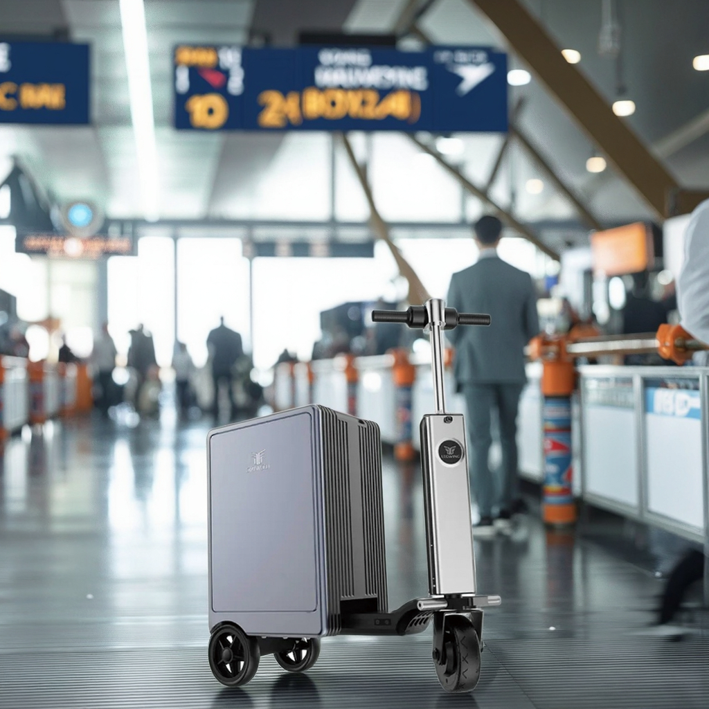 20-Inch Electric Skateboard Luggage Smart Rideable Carry-On Suitcase with 20-Inch Rotating Wheels Lightweight Aluminum Suitcase