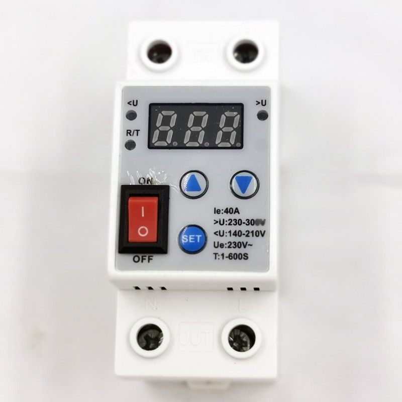 230V 40A Din Rail Adjustable Over Under LED Display Voltage Protector Relay Switch Single Phase AC 220V Output SVC CE Certified
