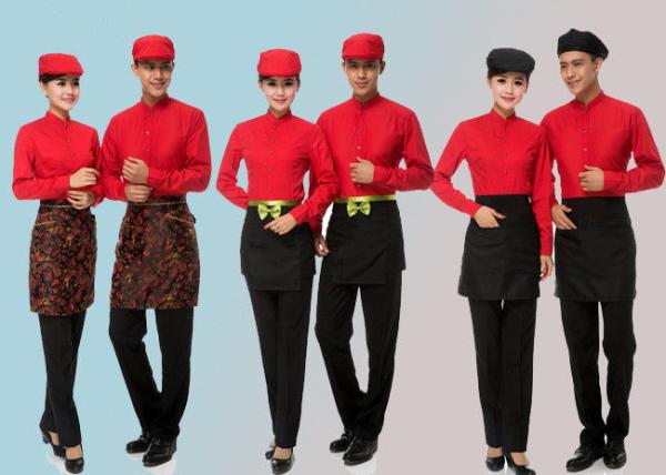 Solid Color Collar Restaurant Staff Uniform Long Sleeve With Shirt And Pants