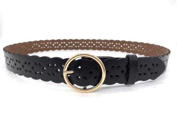 Hollow Flower Genuine Cowhide Women's Fashion Leather Belts With Alloy Buckle