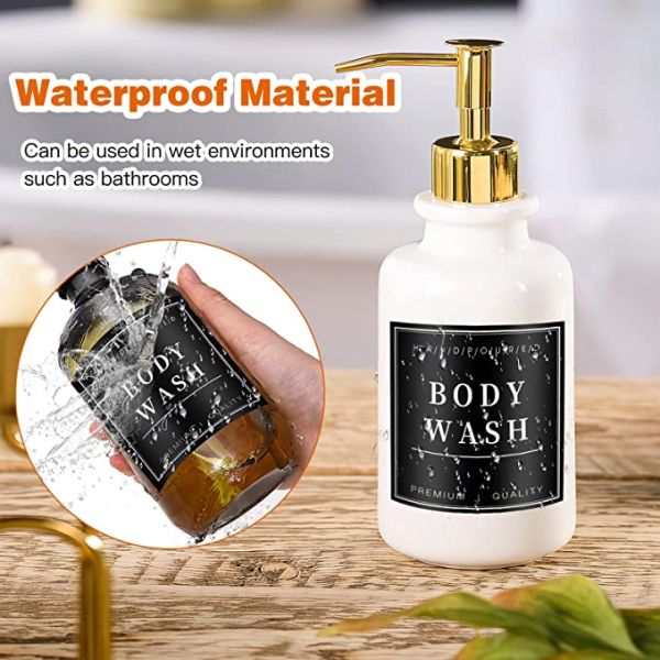 Factory Price Custom Waterproof Pump Restroom Hand Liquid Dish Soap Plastic Bottle Label Body Shower Bottle Label Sticker
