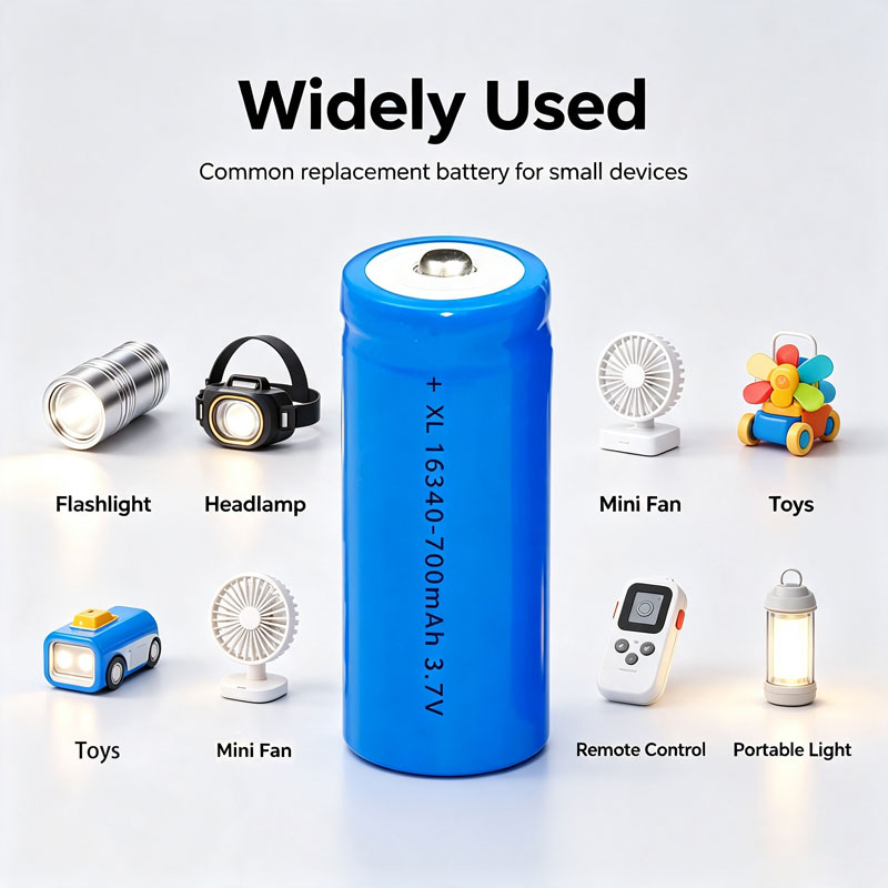 16340 700mAh 3.7V Li-ion Rechargeable Battery for Flashlight Laser Pointer