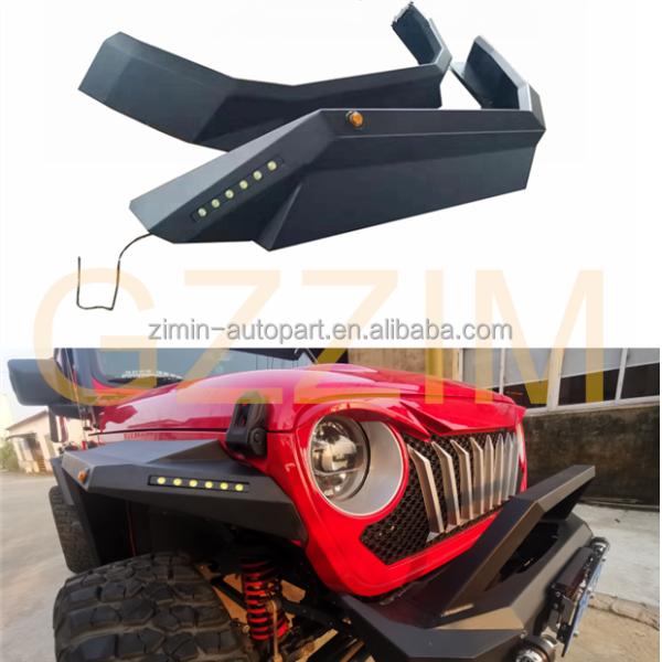 4x4 Steel Aluminum Alloy Car Fender Flare With Light For WranglerJL