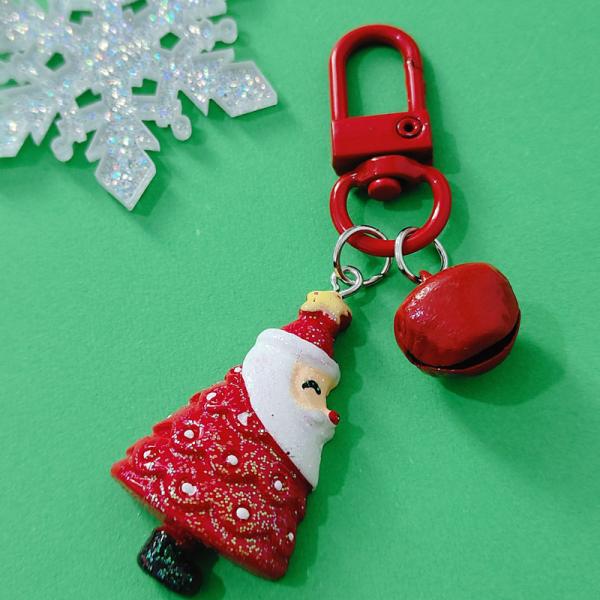 Cartoon Santa Claus Christmas Tree Bell Keychain Backpack Mobile Phone Pendant Ornament