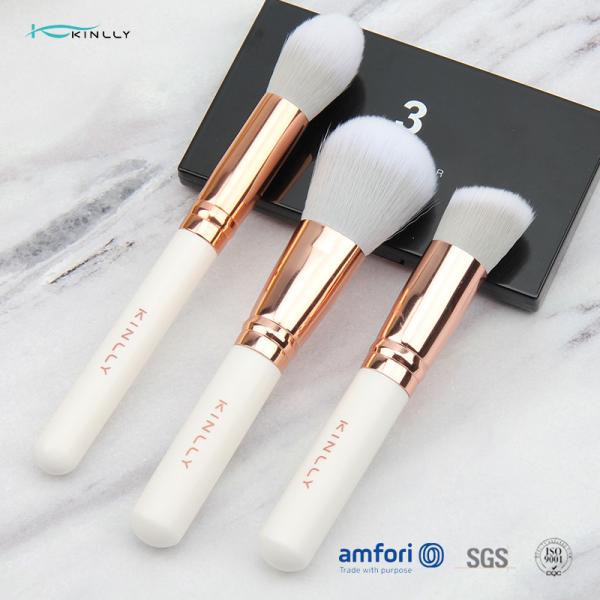 Sistema de cepillo blanco del maquillaje de la virola de aluminio suave 3pcs