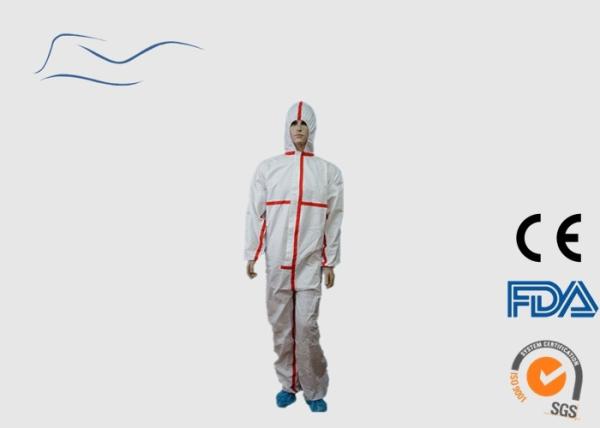 SF White Chemical Suit  , Type 5 / 6 Chemical Resistant Disposable Coveralls