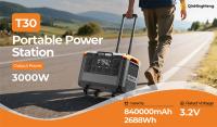 Station d'énergie solaire portable LiFePo4 avec écran LCD 3000W 2688Wh, onduleur à onde sinusoïdale pure, contrôleur MPPT et types de prises EU US