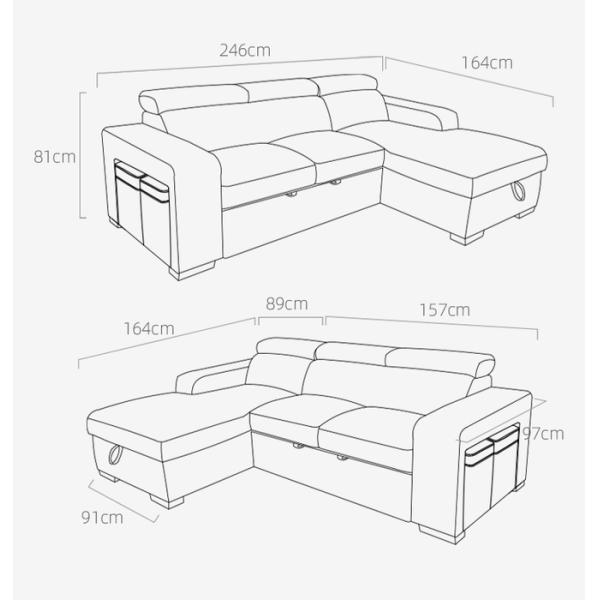 High quality L shape PU leather sofa bed 2 seats Europe designs modern sofas for living room furniture