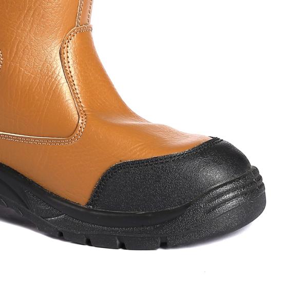 Желтый цвет Шнурки подскальзывают Противоскользящий резка стальной пальцы ног Раздел коровьей кожи ПУ подошвы защитных обуви