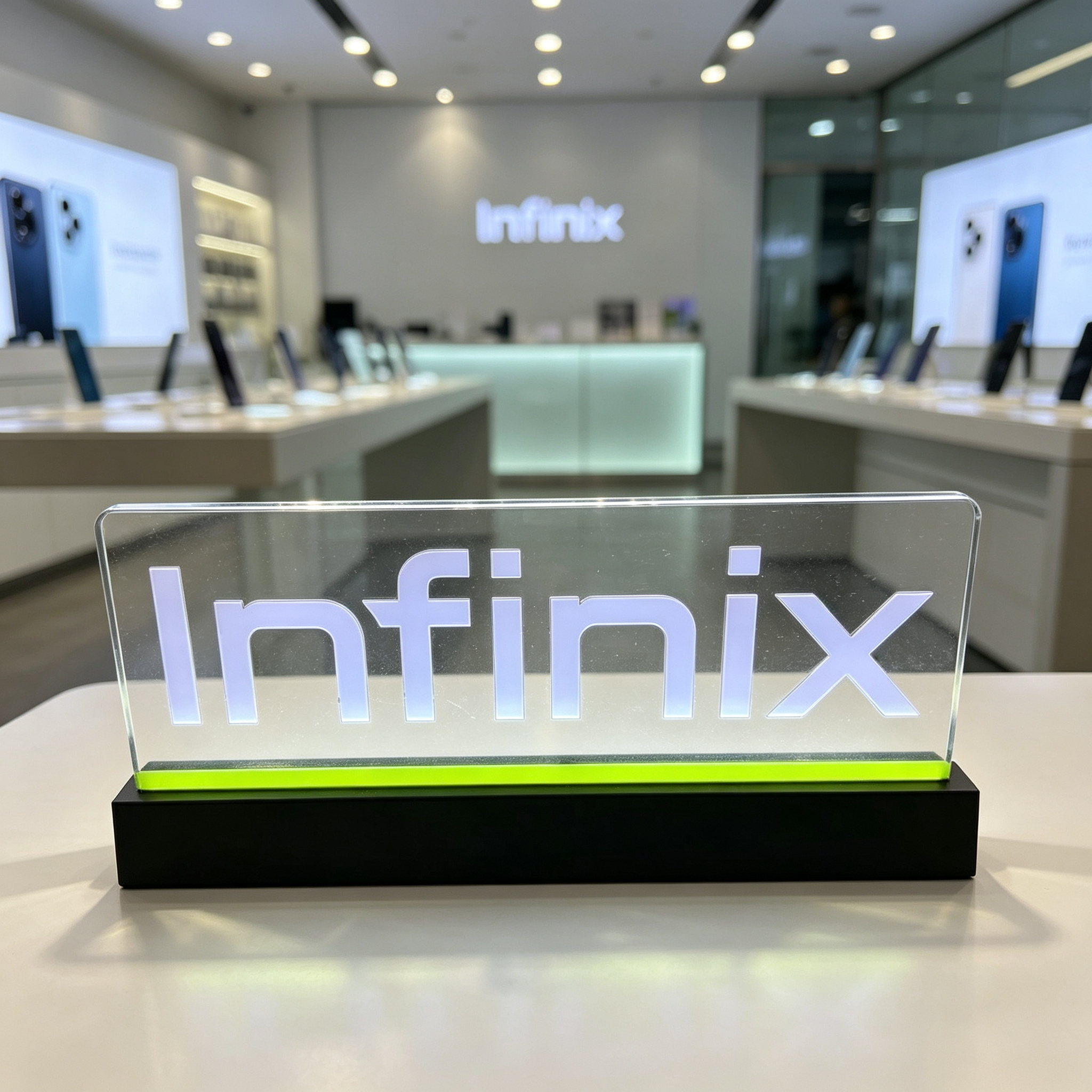 Acrylic LED luminous display signs, directional signs, plexiglass billboards for mobile phone stores, transparent tabletop stands