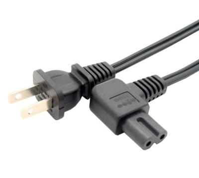 US 2pin male to angled IEC 320 C7 power cord, IEC 320 C7 angled power cable 1M