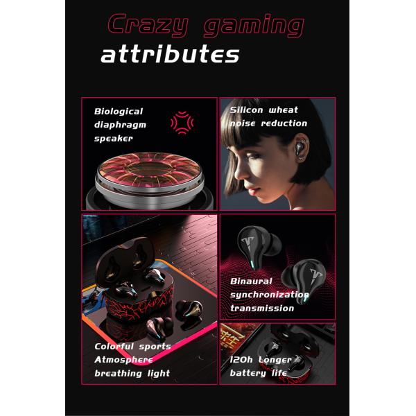 IPX4 True Wireless Stereo Earphone In Ear Gaming Headset