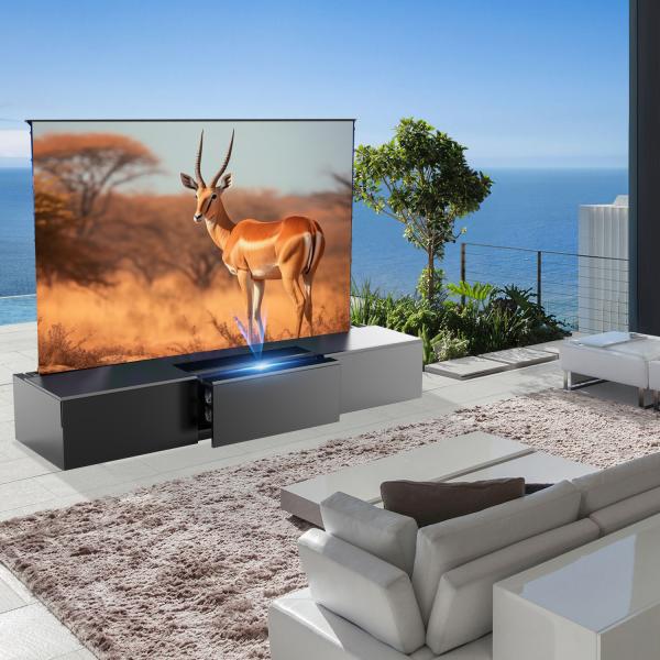 Motorized Laser TV Cabinet for UST Projector Solid Oak TV Cabinet