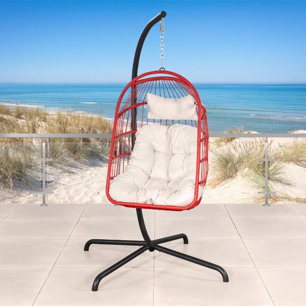 Garden Furniture W100xL120xH198cm Patio Swing Plastic PE Rattan Egg Chair Hanging Chair