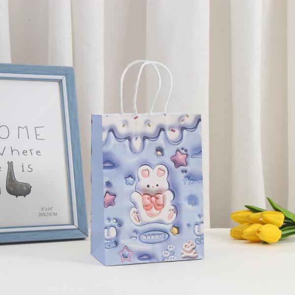 Cute Bunny Embossed Easter Party Decoration Bag Custom Color Accepted Bio-degradable