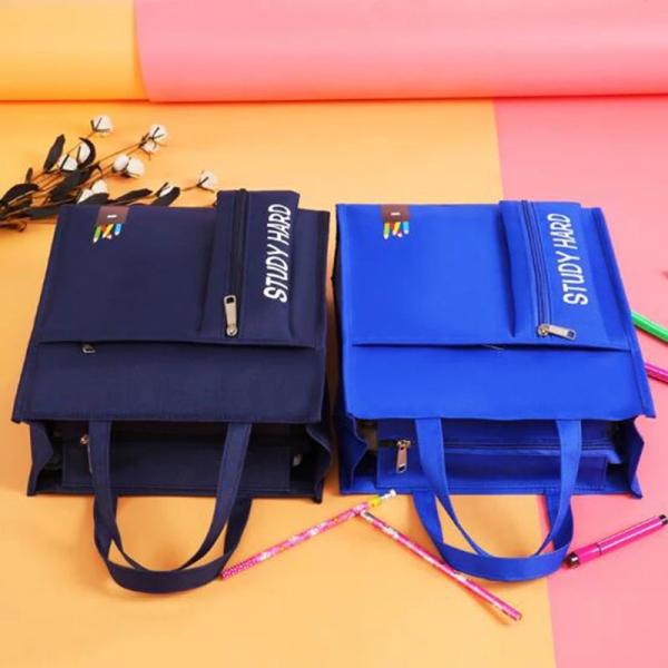 Factory Price Students' Tutorial Bags A4 Canvas Waterproof Hand Bag Pencilbag Large Capacity Schoolbag Office School Supplies