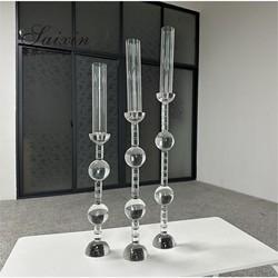 70cm 80cm 90cm Porta-velas de casamento antigo Furacão Cristal cilindro Globo redondo