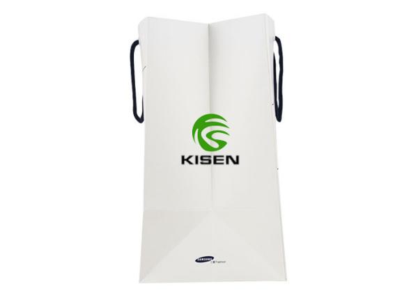 Personalised White Gift Paper Handle Shopping Bags Reusable With Your Own Logo