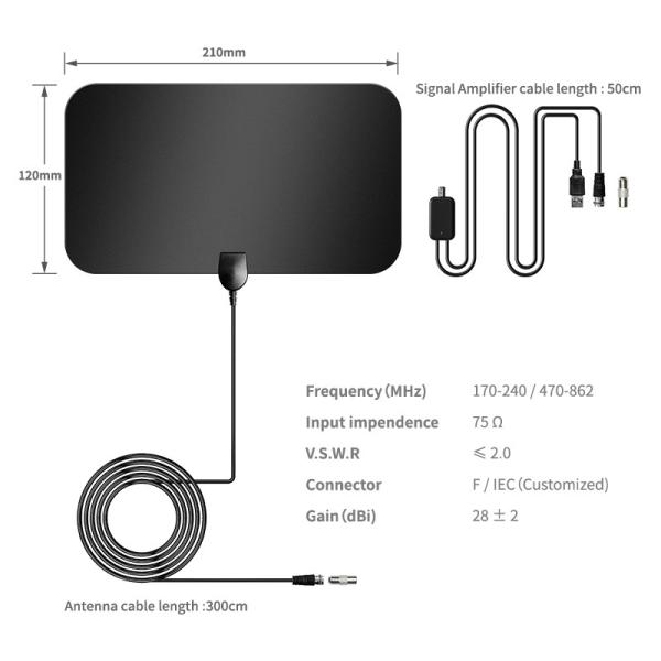 4k Cable Adapter Antena Digital Hdtv Amplifier Signal Booster Tv Antenna for Adhersive Mount