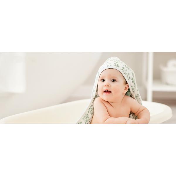 100% Cotton Hooded Baby Towels 2-Pack - 32x32 Inches, Darkgreen & Leaf