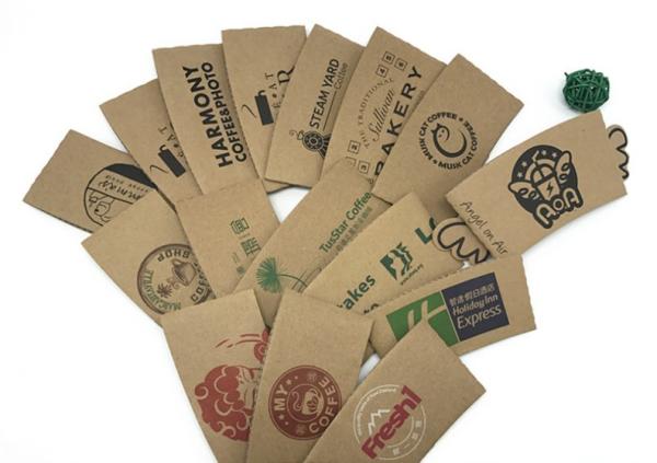 Black Coffee Cup Cardboard Sleeve , Custom Coffee Sleeves For Wedding
