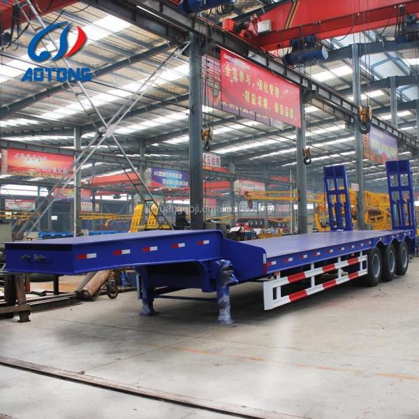 Exposed Tyre Low Bed Semi/Truck Trailers with Rear Ladder Heavy Duty 4 Line 8 Axle