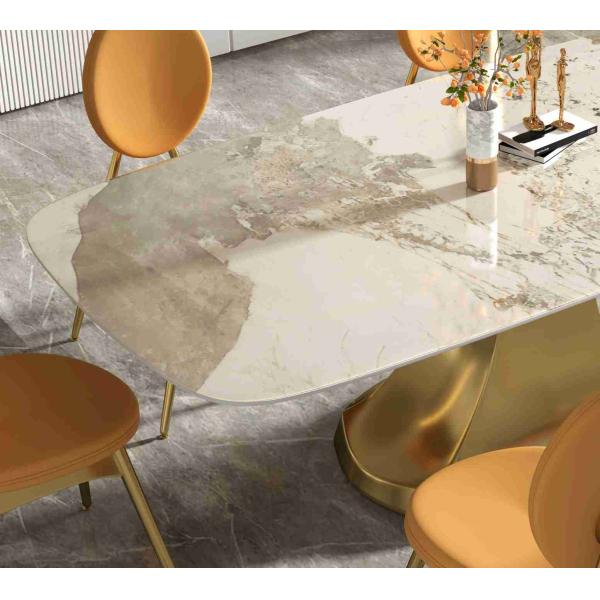 201 sala de estar baja formada seater de lujo de acero inoxidable de la mesa de comedor 6 de la colección del oro