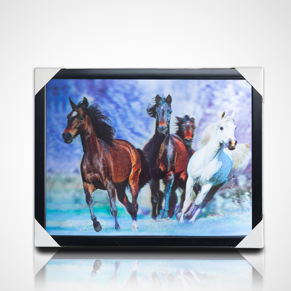 3D линзообразная живопись PET 40*30 см 5D 3D линзообразная картина лошади с черным каркасом