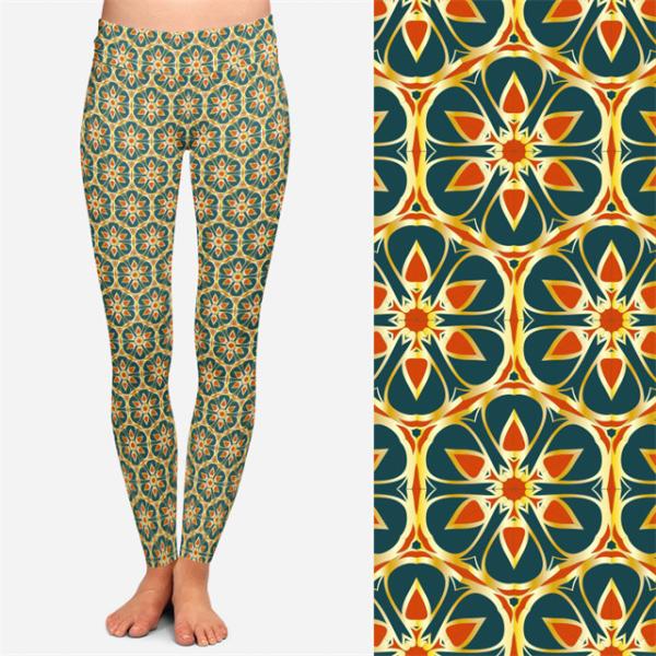 Colorful Geometric Kente Symbols African Art Print Leggings High Yoga Waist Sublimation Printed Leggings for Women