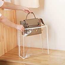 Fashionable Design Luxury PVC Handbag Purse, Organizer Dust Cover, Bag Protector, Magnetic Snap Closure