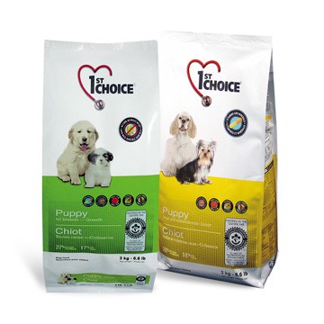 Plastic Stand Up Pet Food Packaging Bag Flat Bottom Custom Laminated
