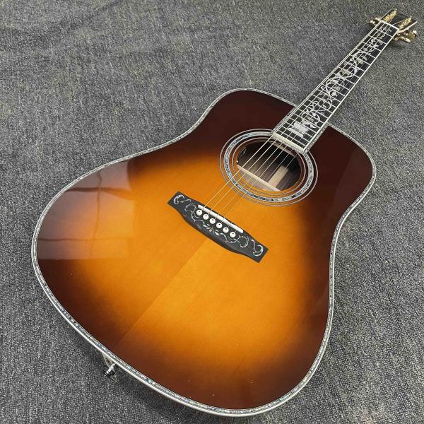 Custom D Body Life Tree Inlay Sunburst Acoustic Electric Guitar, Customized logo, Ebony Fingerboard, Martin style D45 acoustic guitar