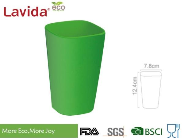 Outdoor Indoor Green Bamboo Fiber Cup , Square Shape Bamboo Travel Coffee Mug
