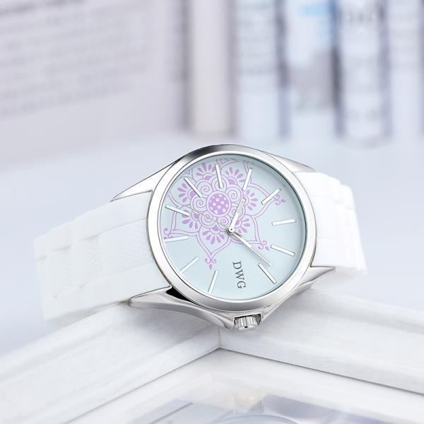 IP silver case silicone sports watches mineral glass unisex quartz watch